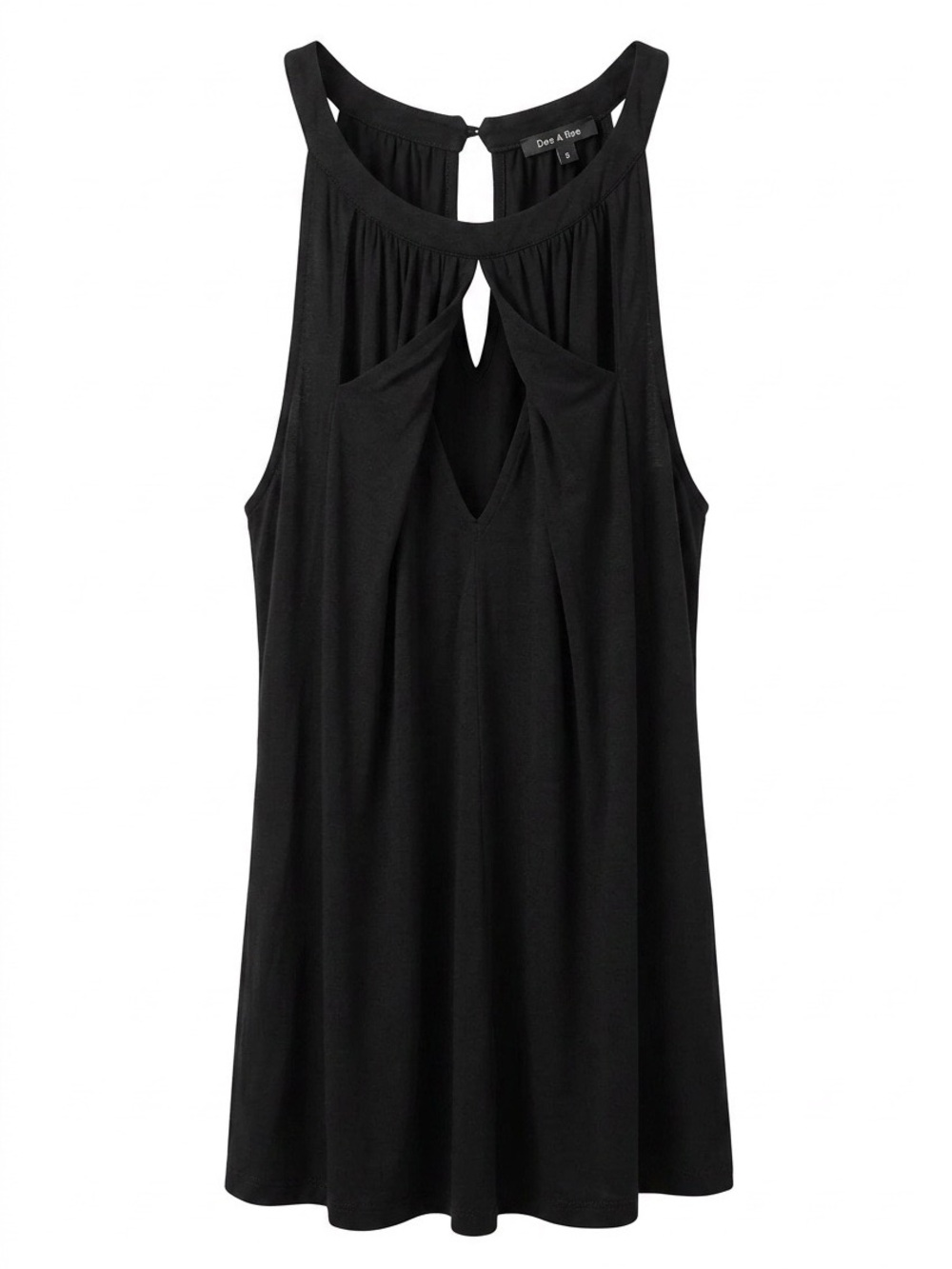Doe & Rae Black Sleeveless Keyhole Top